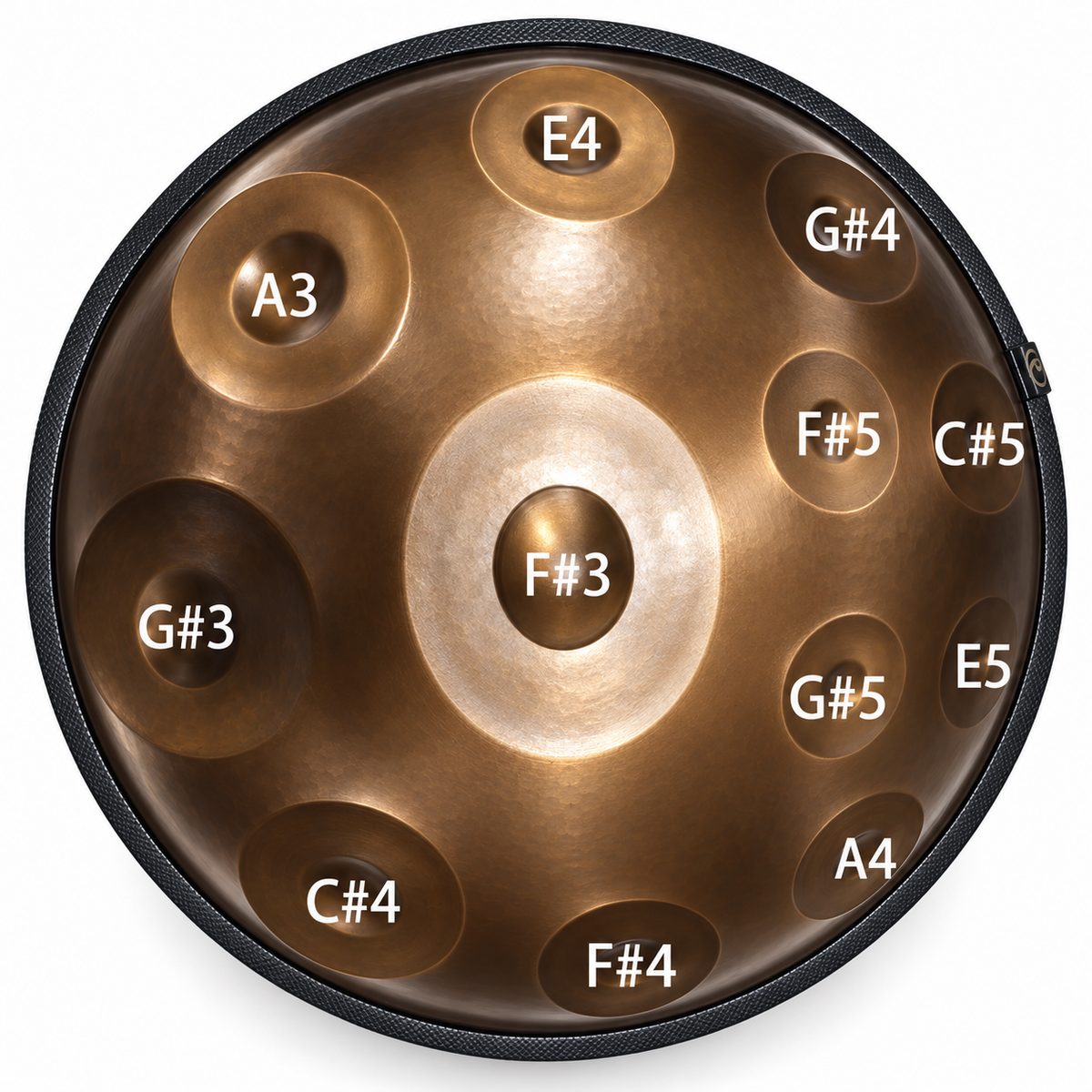 Bernstein Handpan | F Pygmy | 21 Töne | Edelstahl