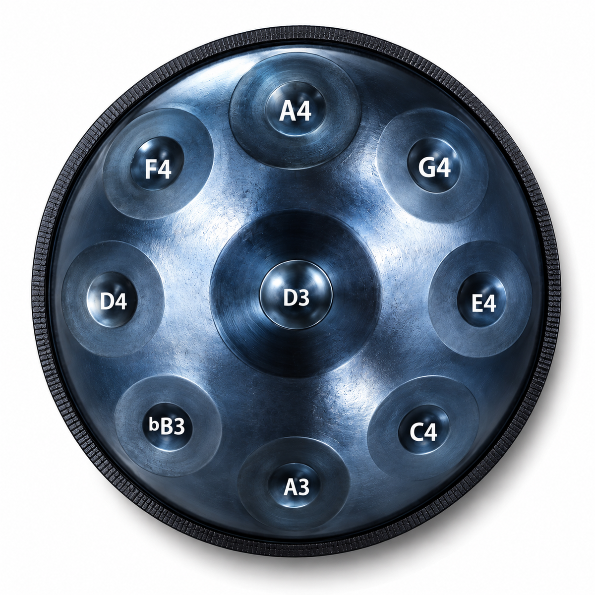 Tiefenruhe Handpan | D Kurd | Edelstahl | 9, 10 & 12 Töne | 440 Hz